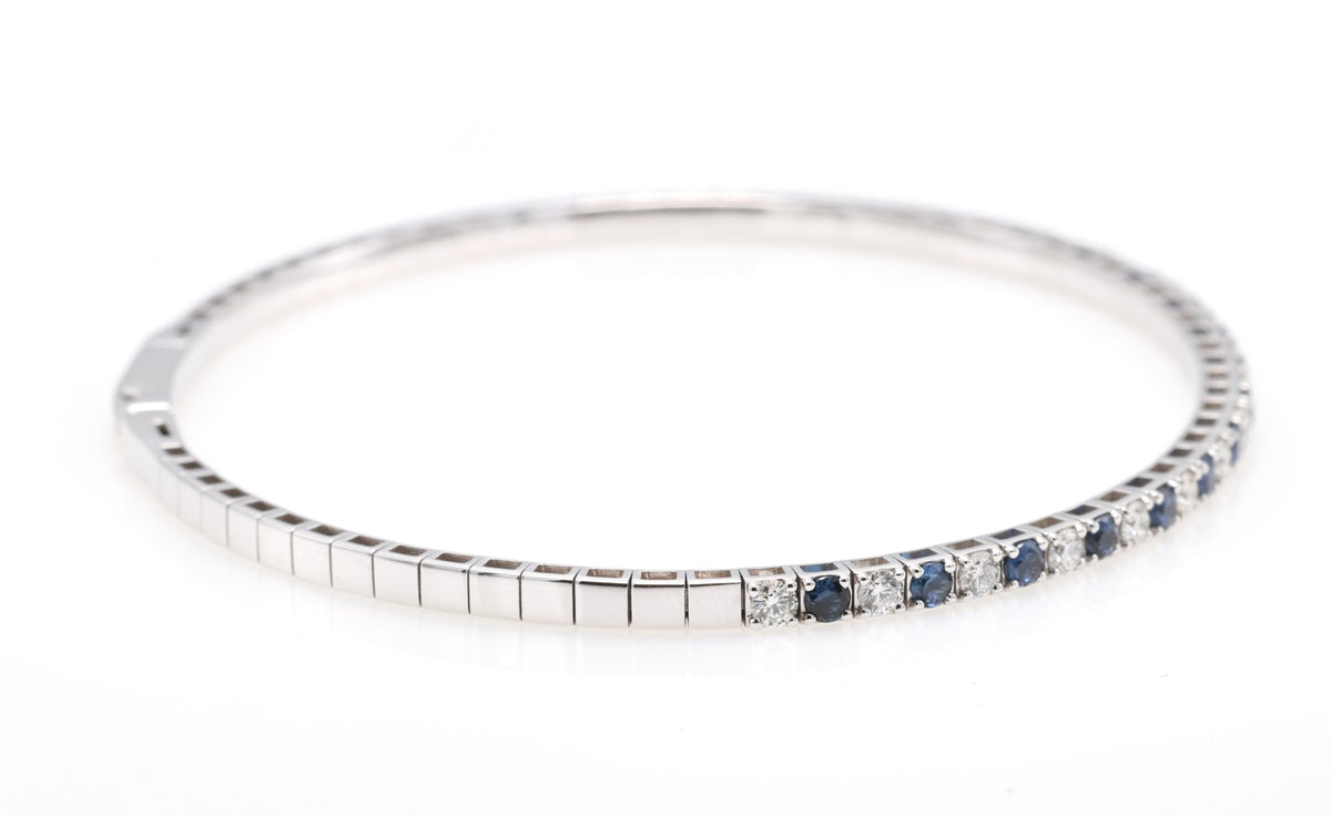 Sapphire & Diamond Half-Eternity Bangle in 18K white gold — view 4