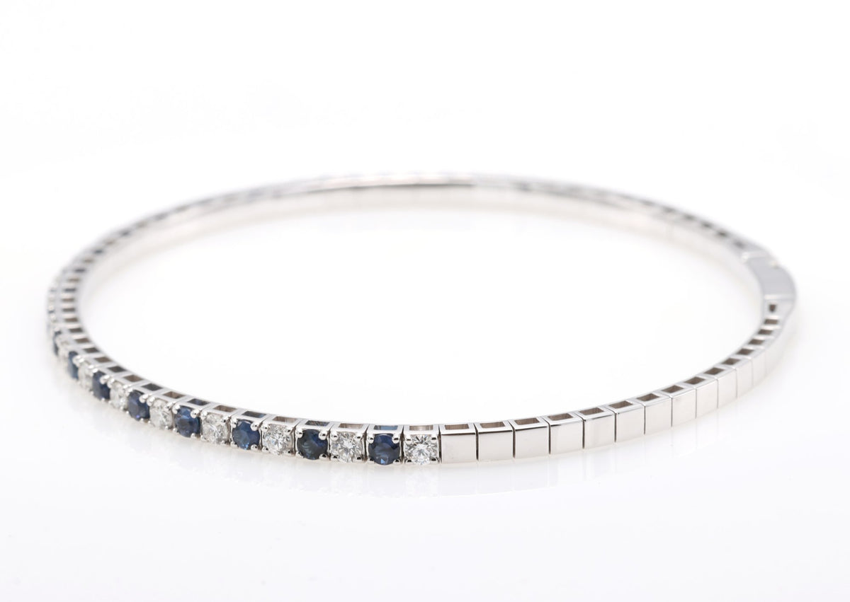 Sapphire & Diamond Half-Eternity Bangle in 18K white gold — view 6