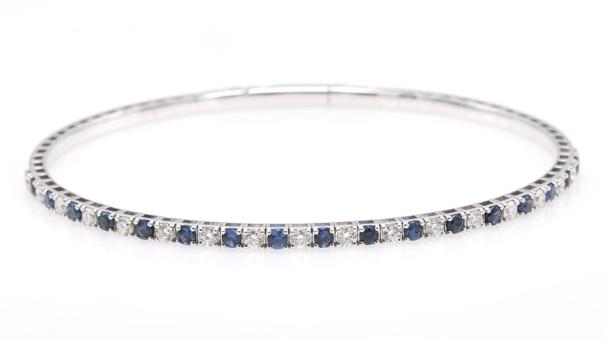 Sapphire & Diamond Half-Eternity Bangle in 18K white gold — view 4
