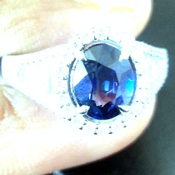 Siam Blue Sapphire Halo Ring