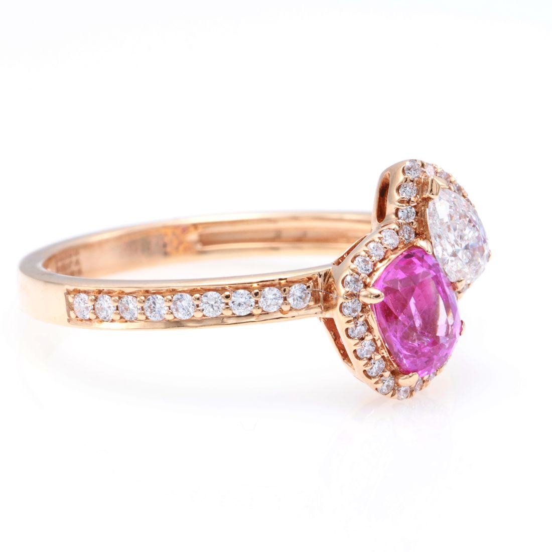 Unheated Ceylon Pink Sapphire Toi et Moi Ring