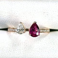 Unheated Pear Ruby & Diamond Ring