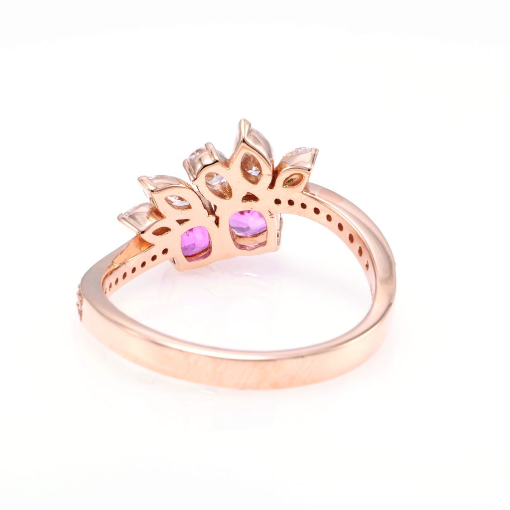 Unheated Pink Sapphire Cluster Ring