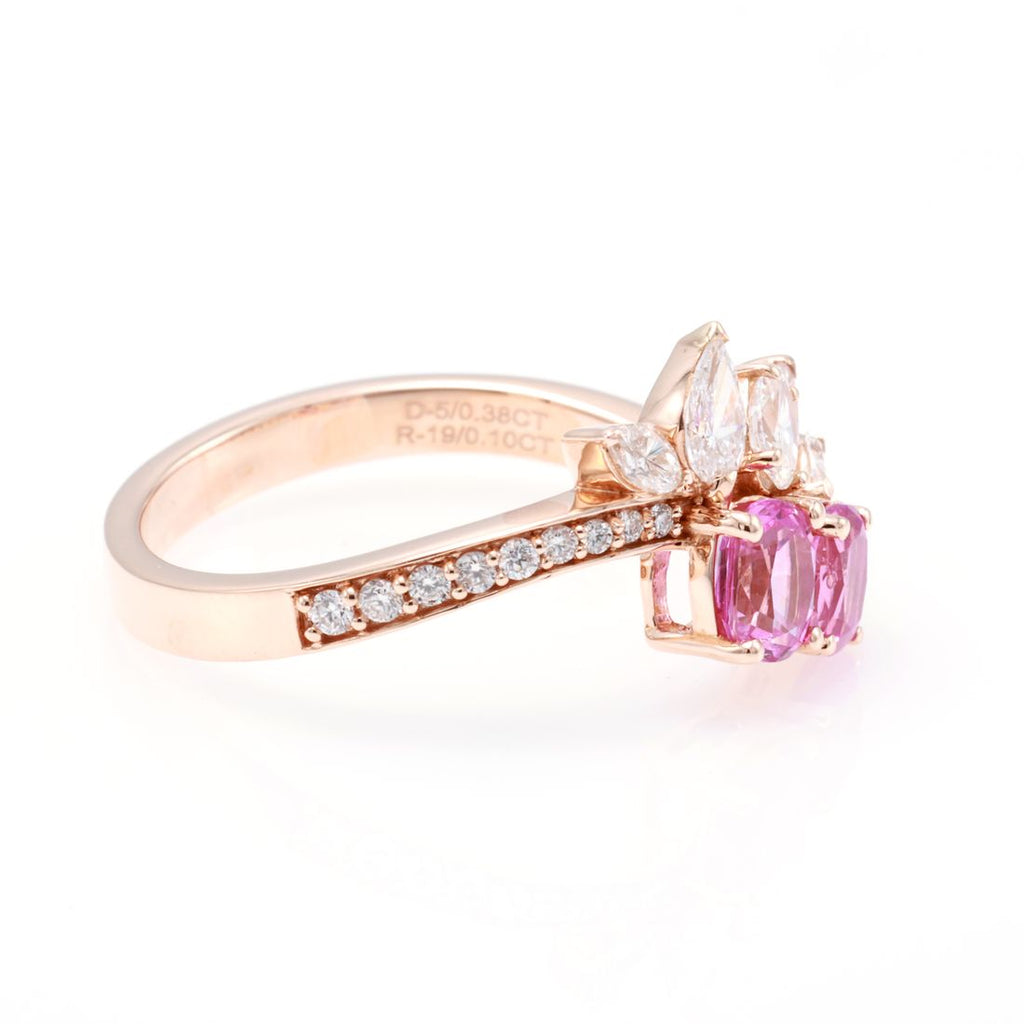 Unheated Pink Sapphire Cluster Ring — view 2