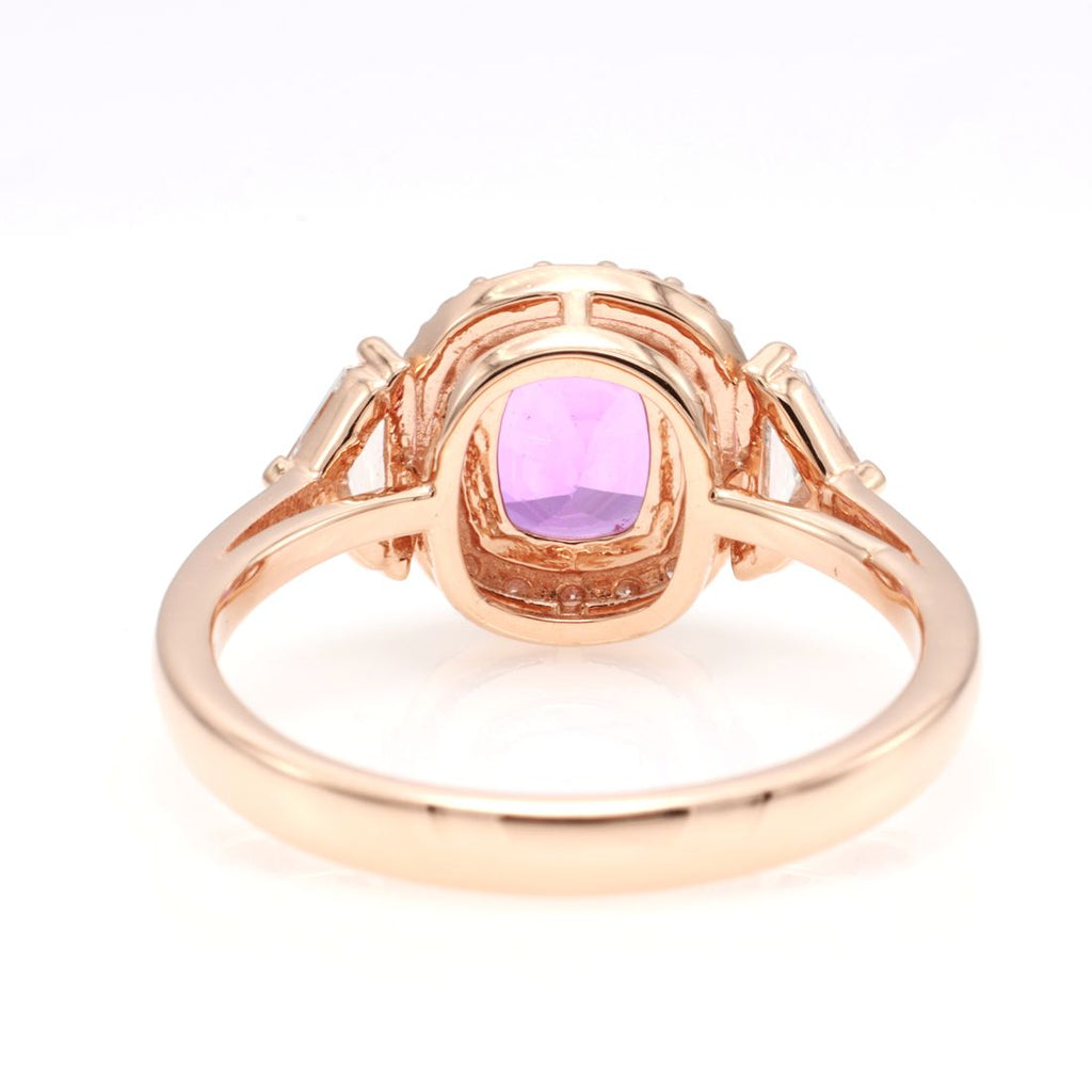 Unheated Pink Sapphire Cushion Ring — view 2