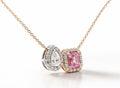 Unheated Pink Sapphire & Pear Diamond Toi et Moi Pendant in 18K rose gold — view 1