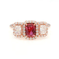 Unheated Ruby & Radiant Diamond Ring