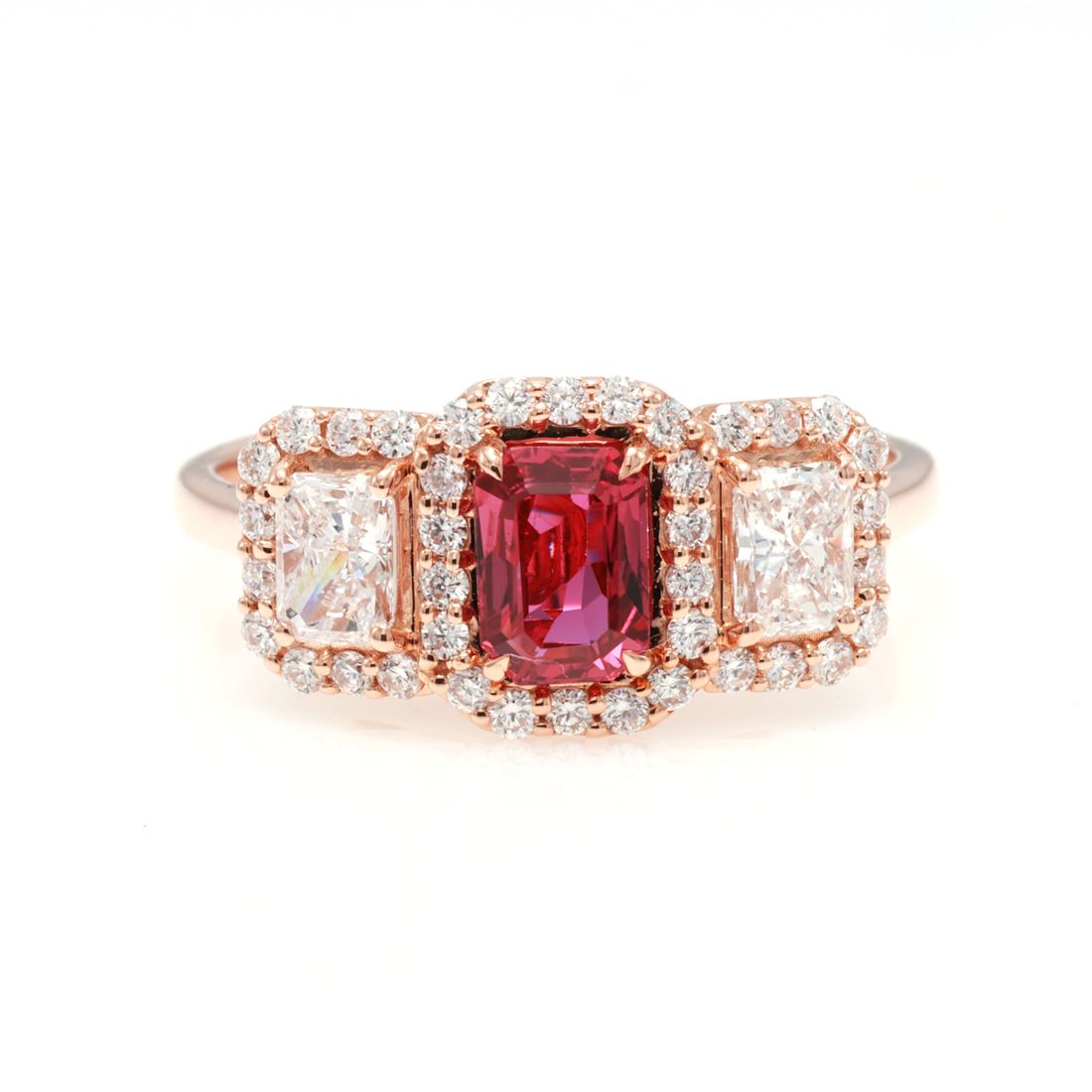 Unheated Ruby & Radiant Diamond Ring