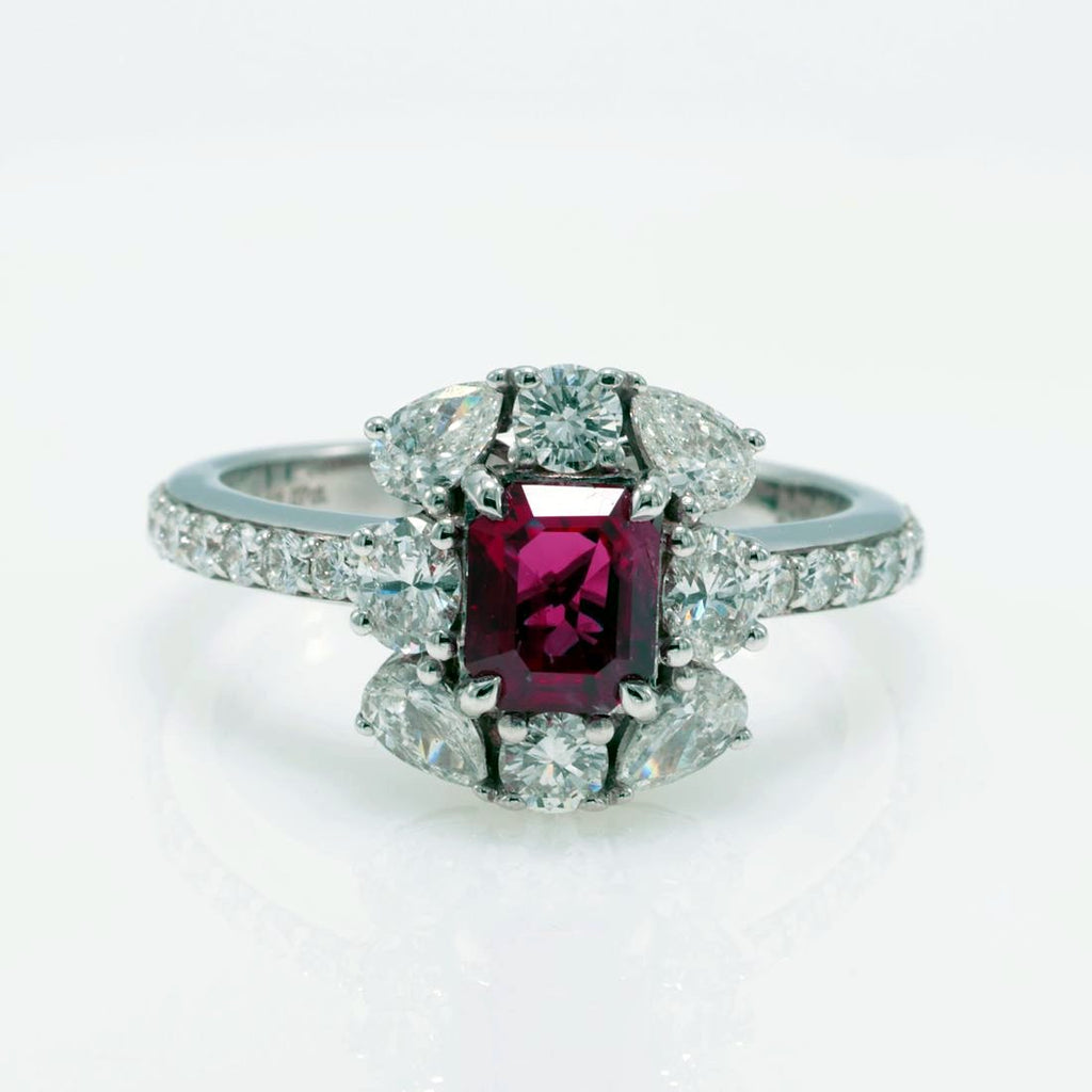 Unheated Siam Ruby Halo Ring