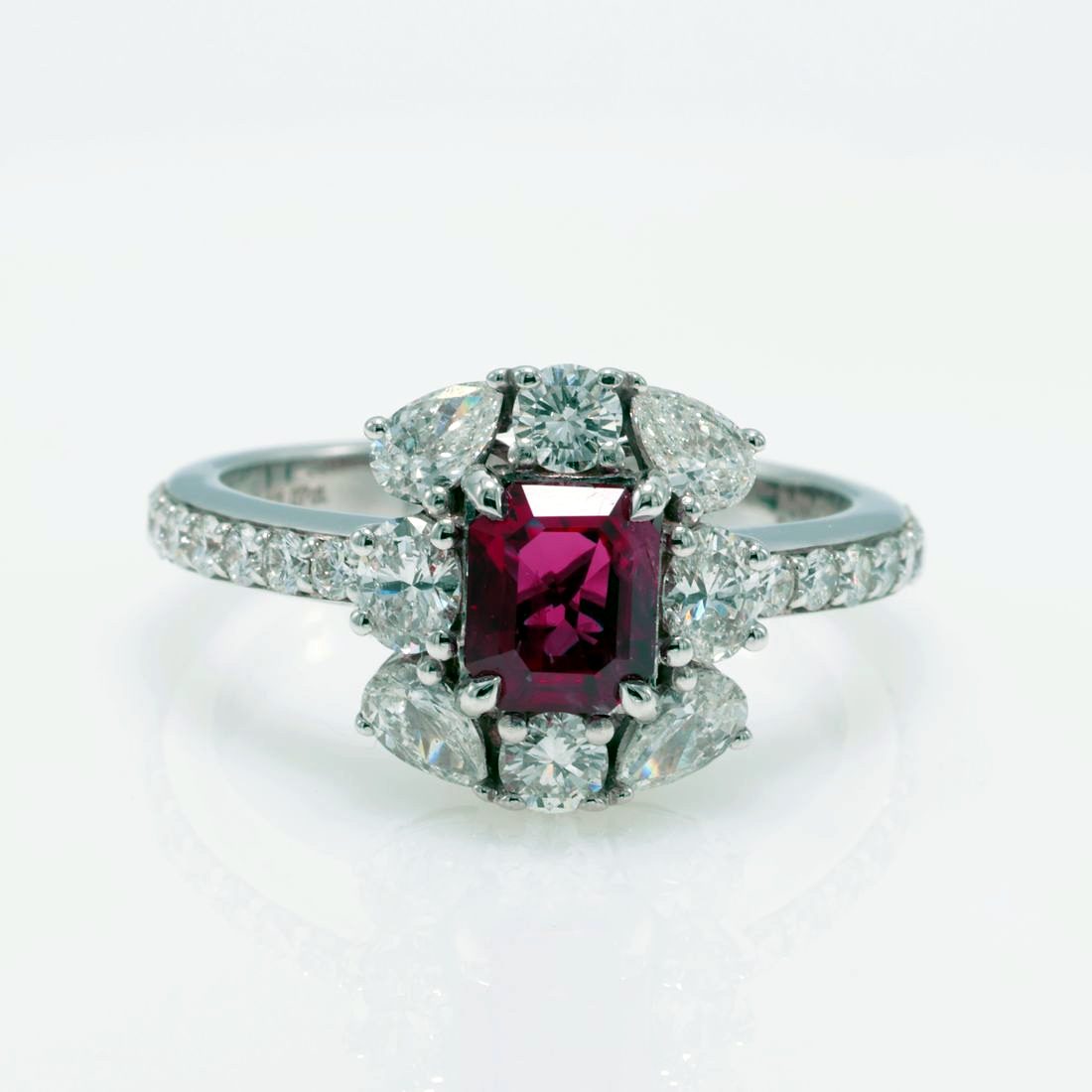 Unheated Siam Ruby Halo Ring