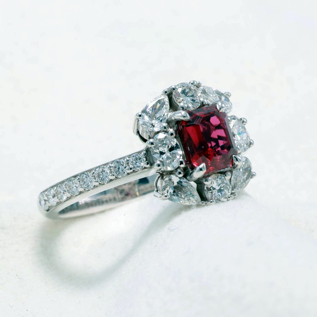 Unheated Siam Ruby Halo Ring — view 2