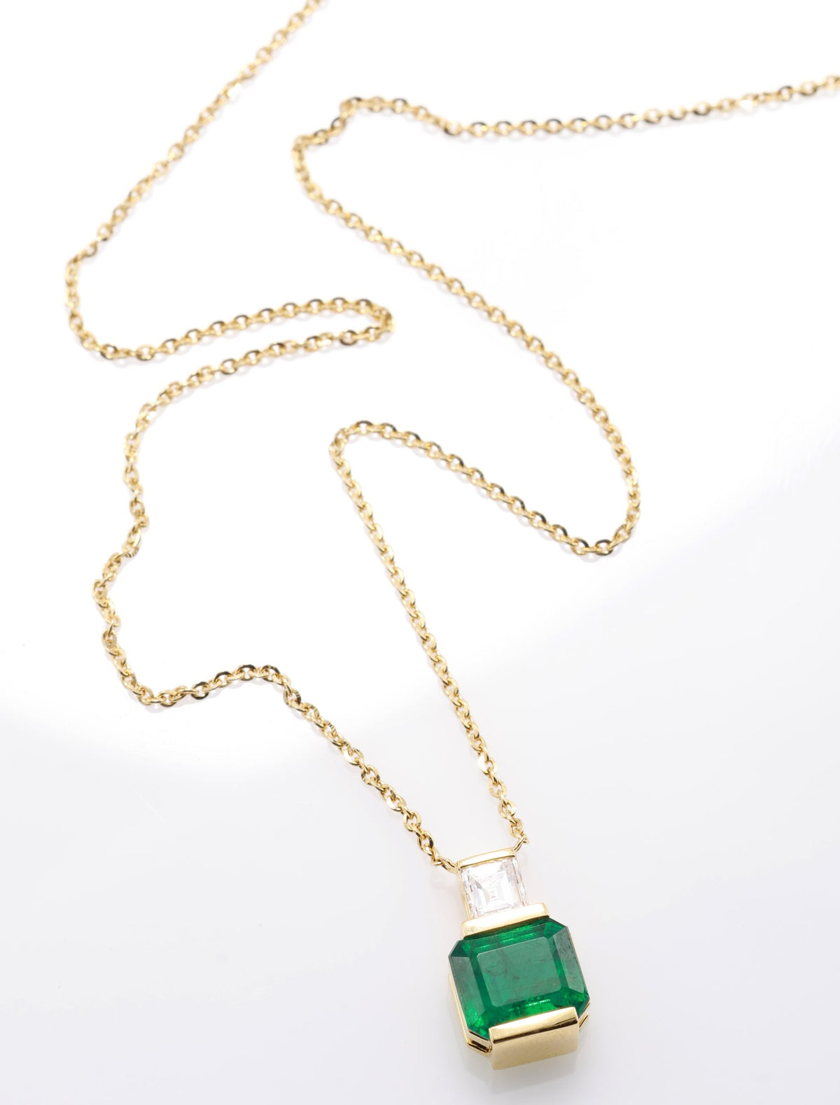 Zambian Emerald Bezel Pendant in 18K yellow gold — view 7