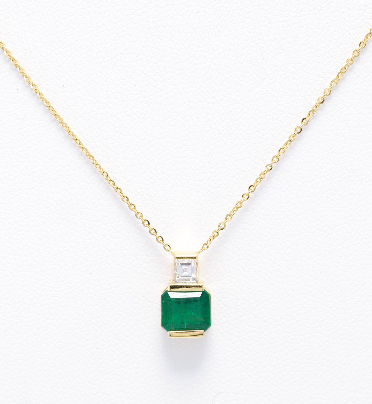 Zambian Emerald Bezel Pendant in 18K yellow gold — view 8
