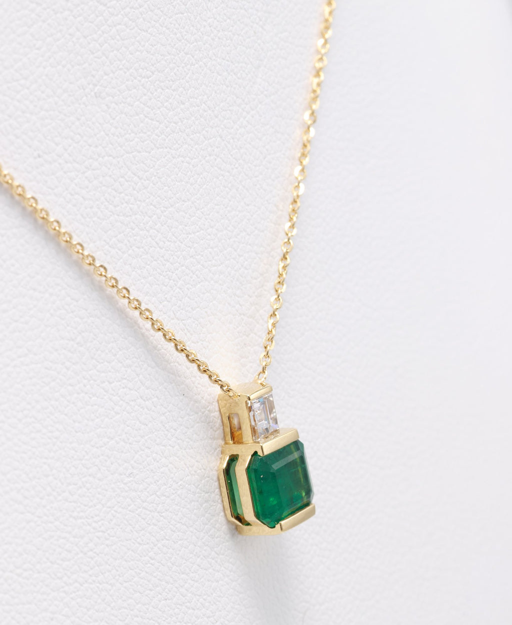Zambian Emerald Bezel Pendant in 18K yellow gold — view 9
