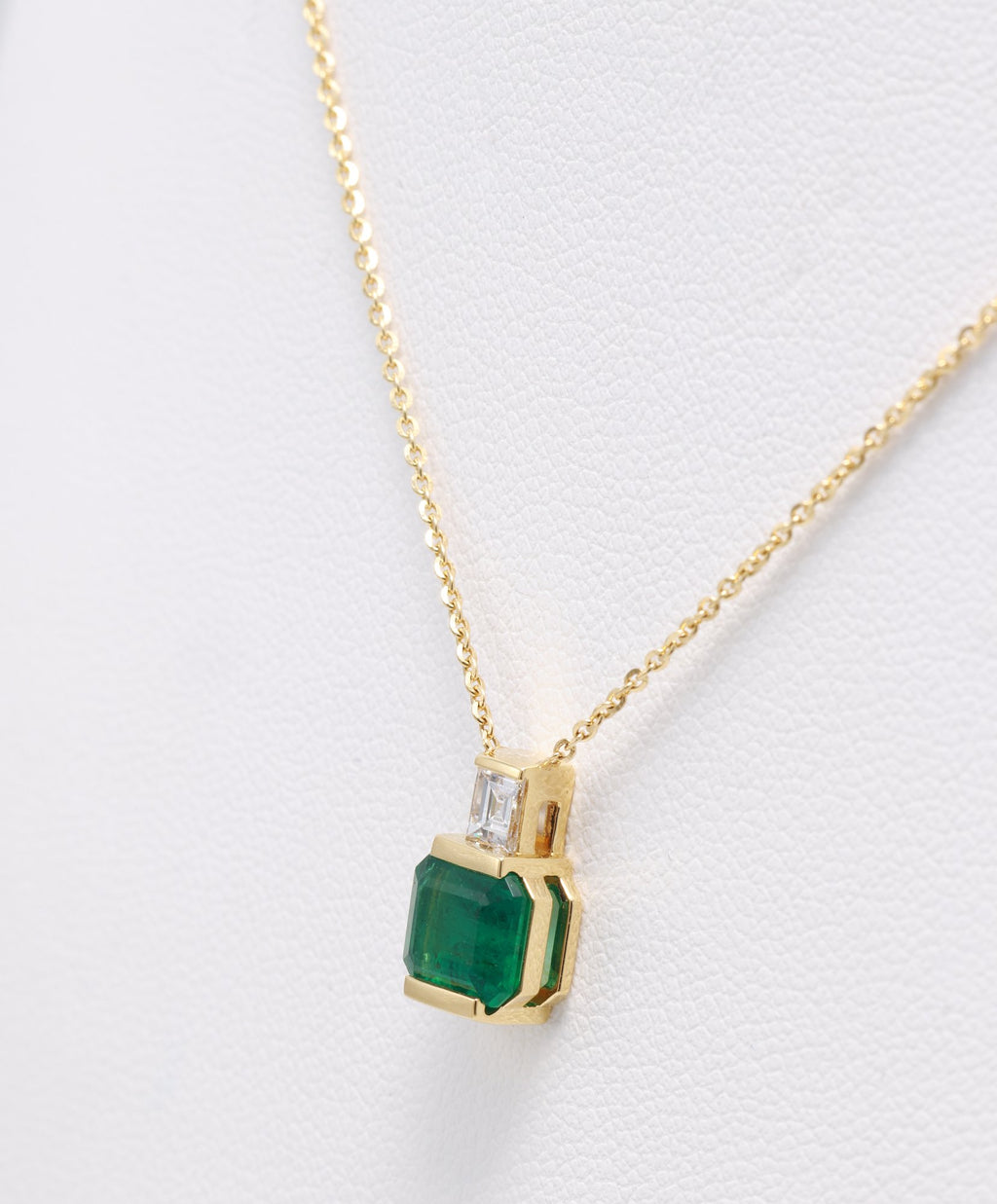 Zambian Emerald Bezel Pendant in 18K yellow gold — view 10