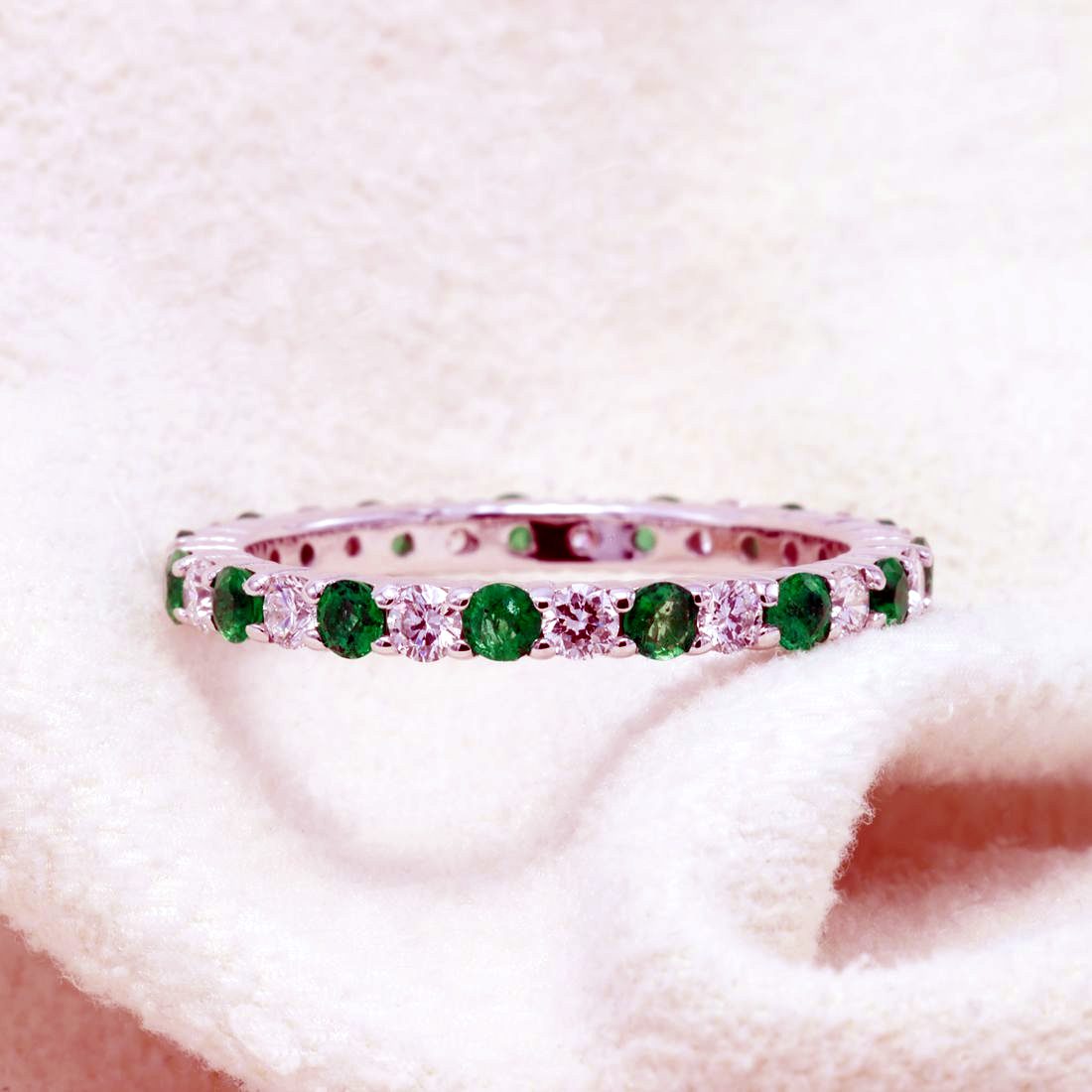 Zambian Emerald & Diamond Band — view 2