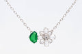 Zambian Emerald & Diamond Flower Pendant in 18K white gold — view 1