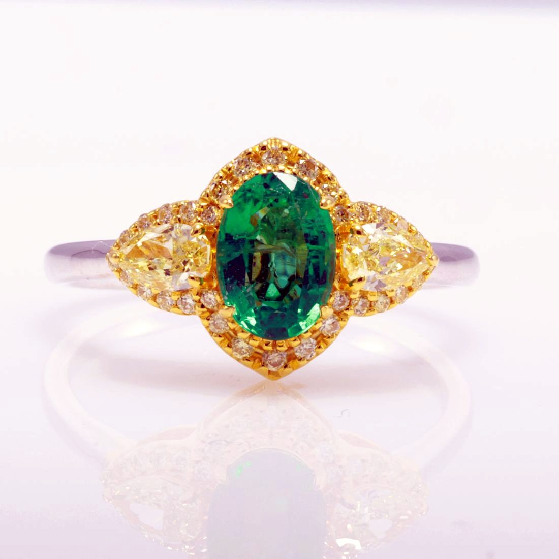 Zambian Emerald & Fancy Yellow Diamond Ring