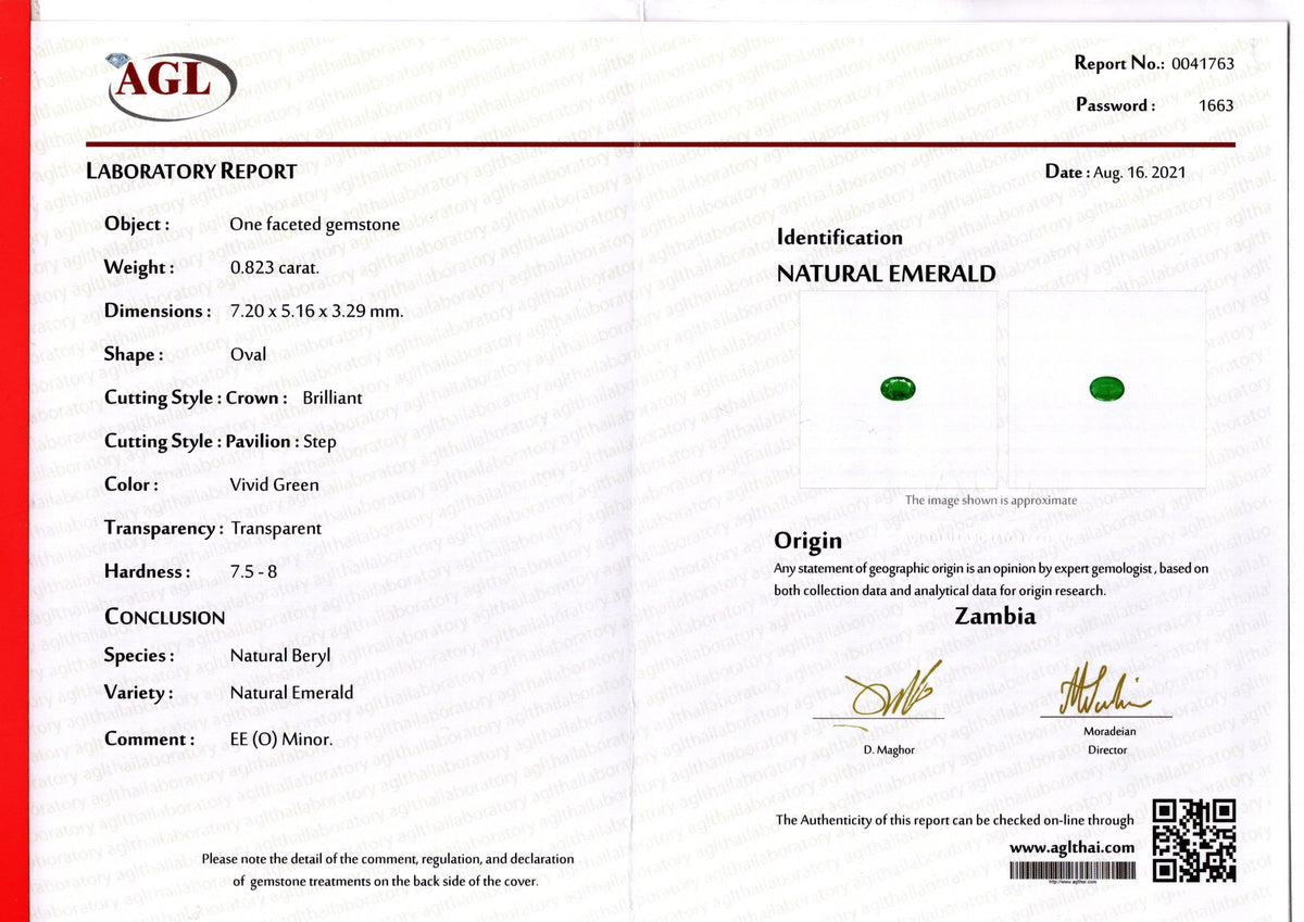 Zambian Emerald & Fancy Yellow Diamond Ring — AGL laboratory report