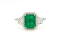 Zambian Emerald & Half-Moon Diamond Ring in 18K white gold — view 1
