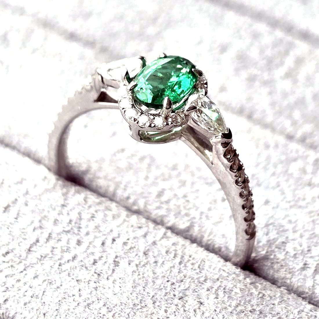 Zambian Emerald Oval Halo Ring