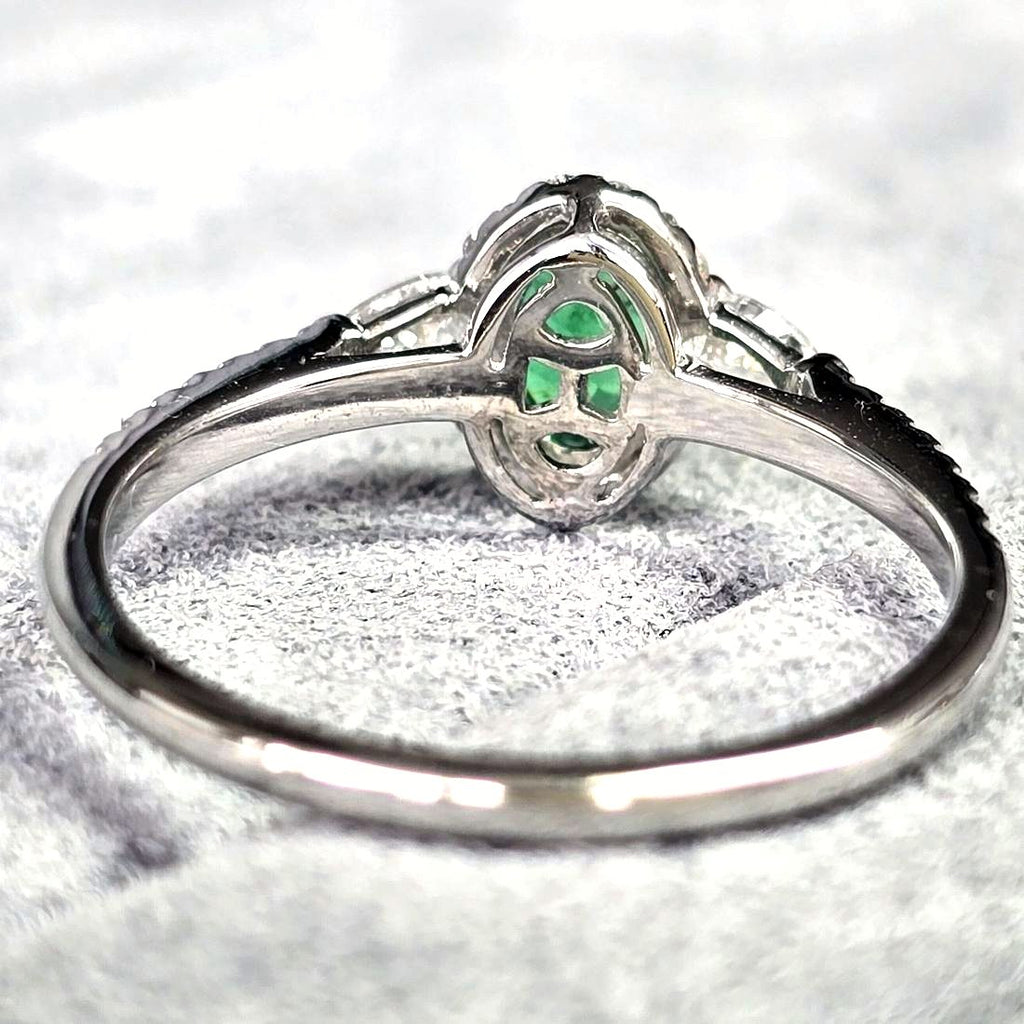 Zambian Emerald Oval Halo Ring — view 2