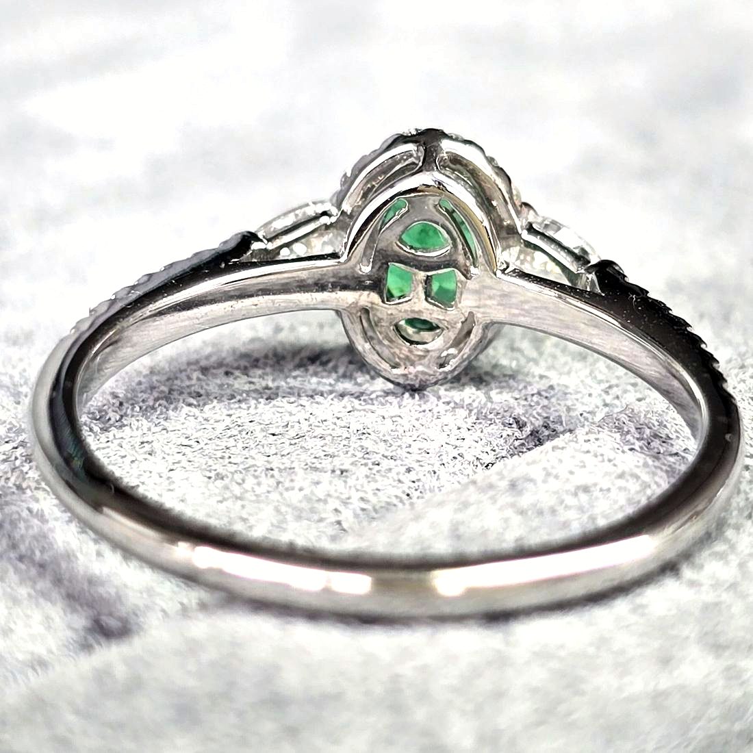 Zambian Emerald Oval Halo Ring — view 2